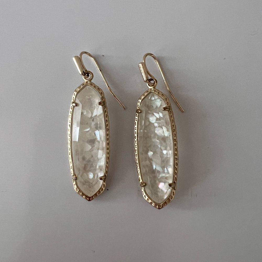Kendra Scott white sparkly dangle earrings